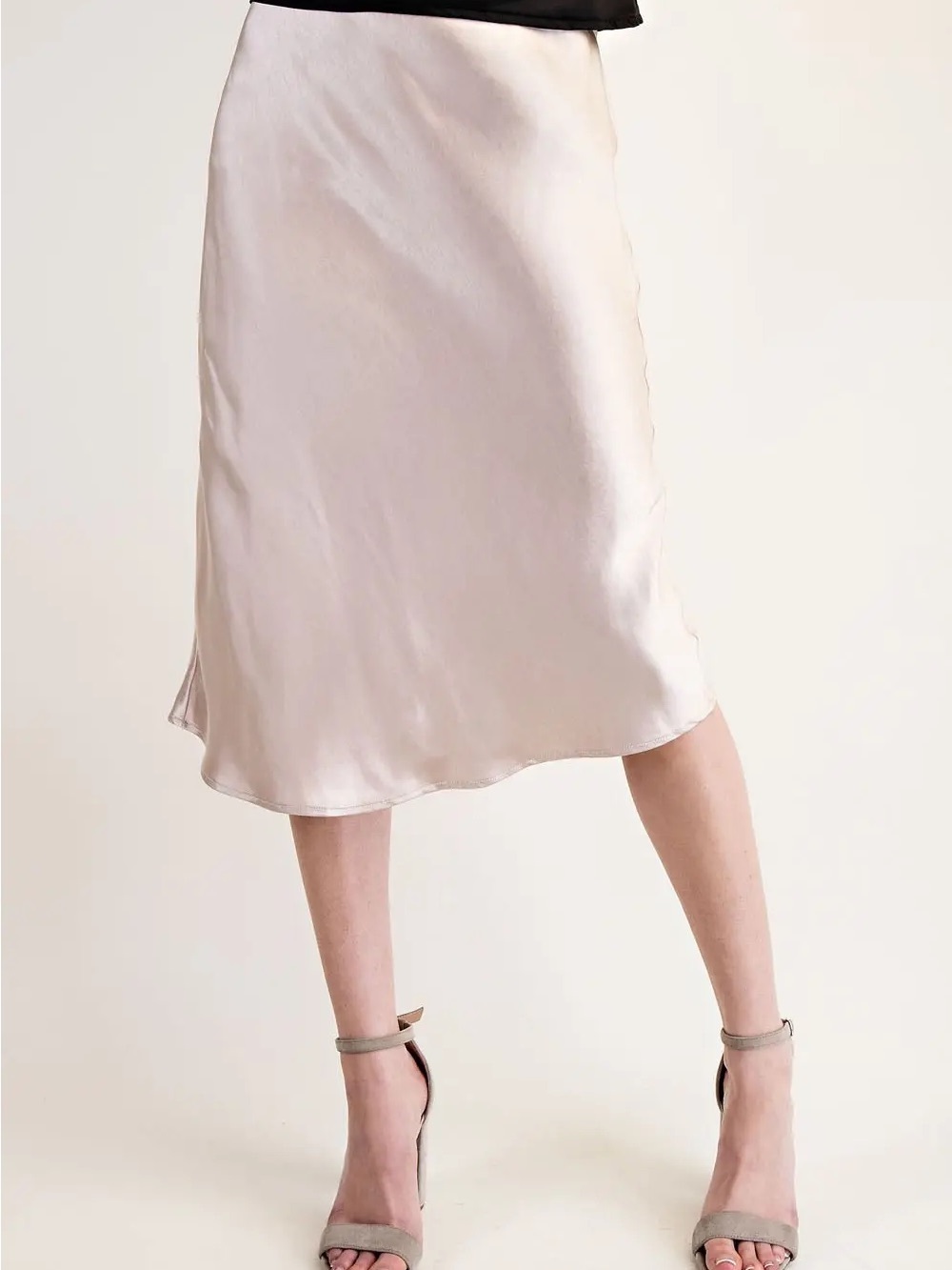 EE:Some Satin Midi Slip Skirt in Champagne